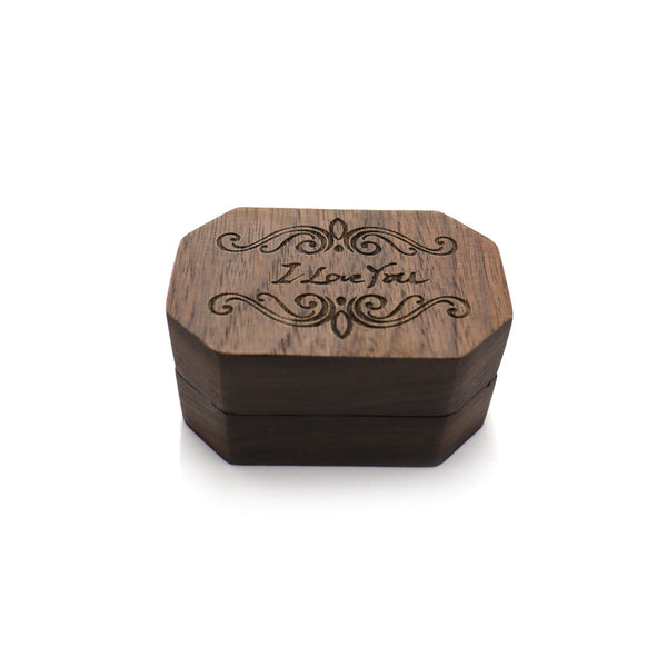 I Love You Laser-Engraved Black Walnut Ring Box